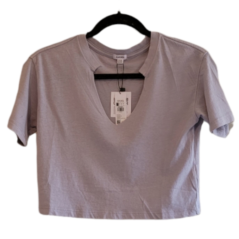Purple Garage Women's V-Neck Crop T-Shirt